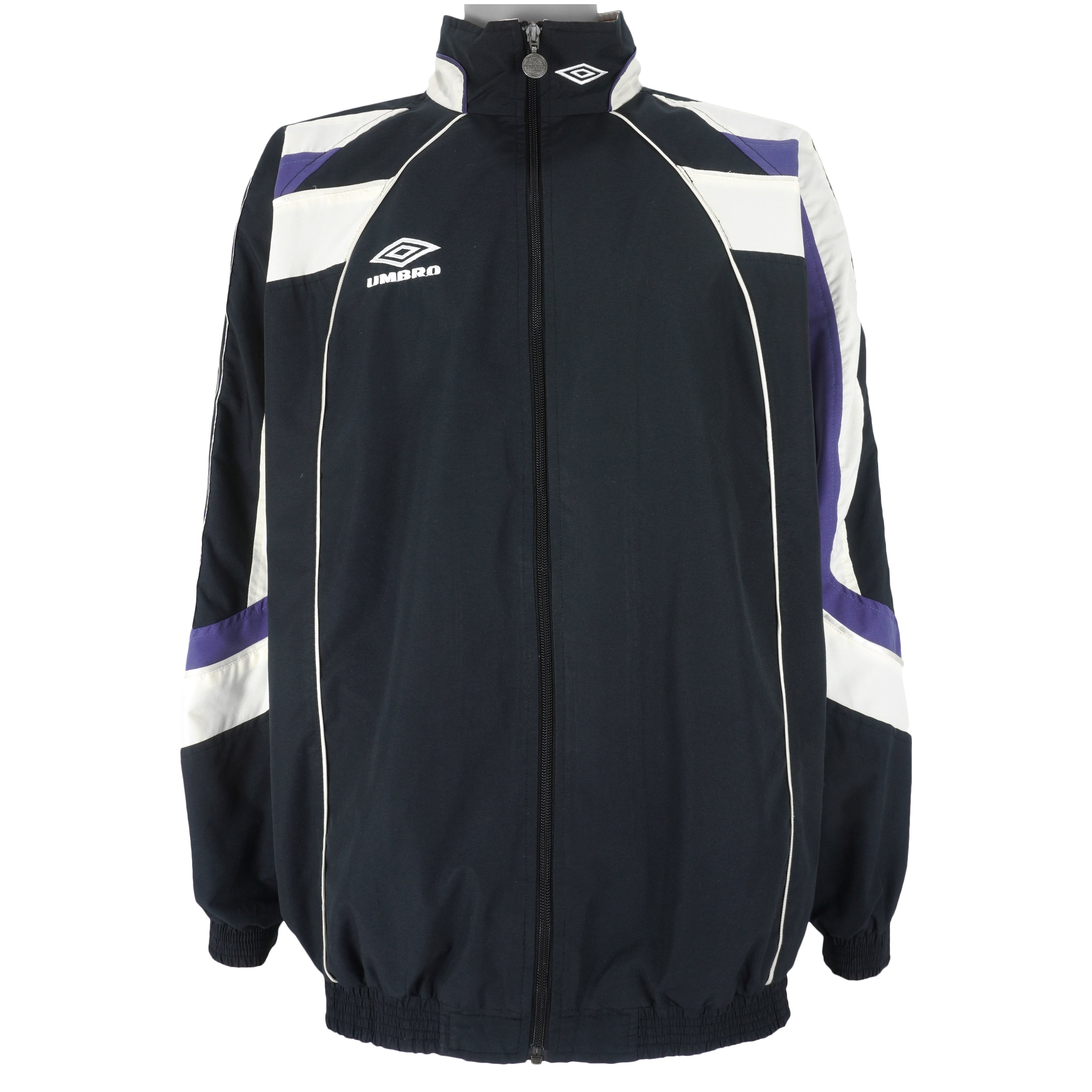 Umbro - Black Zip-Up Windbreaker 1990s XX-Large Vintage Retro
