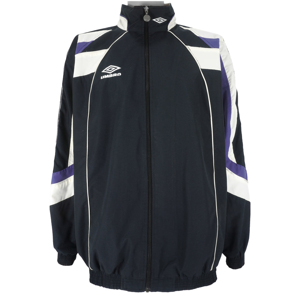 Umbro - Black Zip-Up Windbreaker 1990s XX-Large Vintage Retro