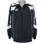 Umbro - Black Zip-Up Windbreaker 1990s XX-Large Vintage Retro