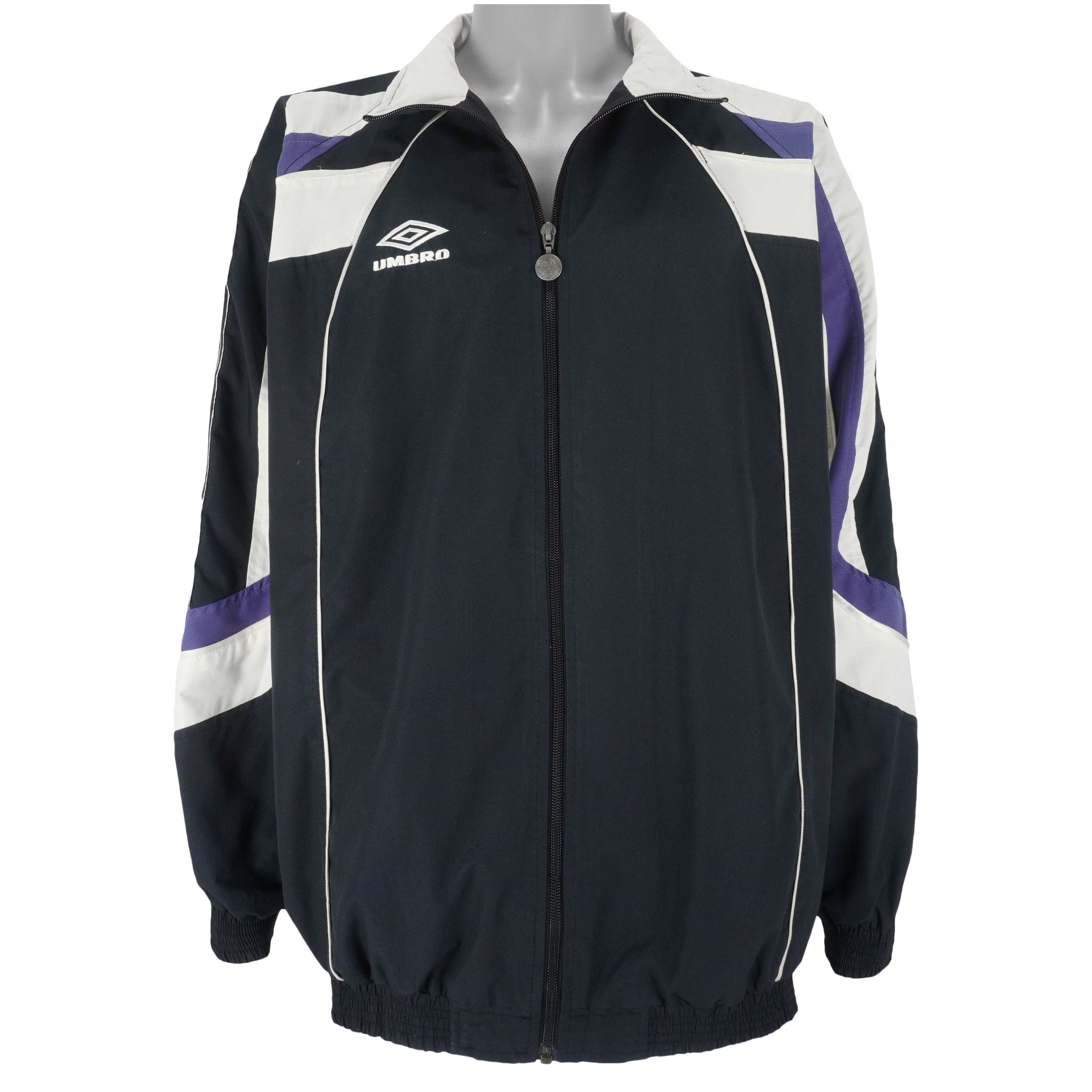 Umbro - Black Zip-Up Windbreaker 1990s XX-Large Vintage Retro
