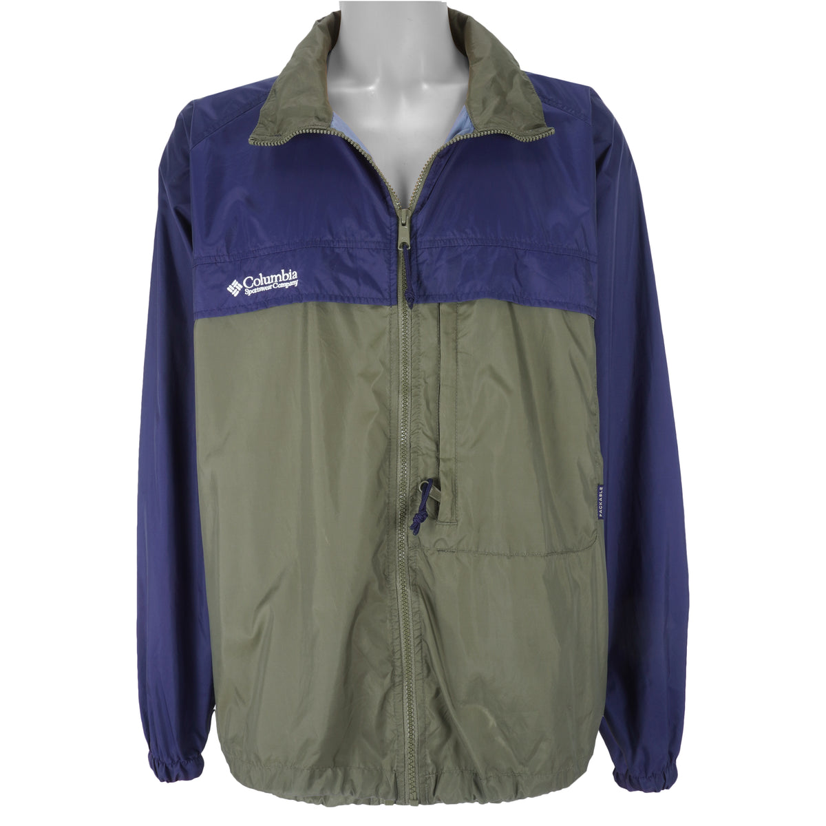 Columbia - ฺTwo-Tone Zip-Up Windbreaker 1990s X-Large Vintage Retro