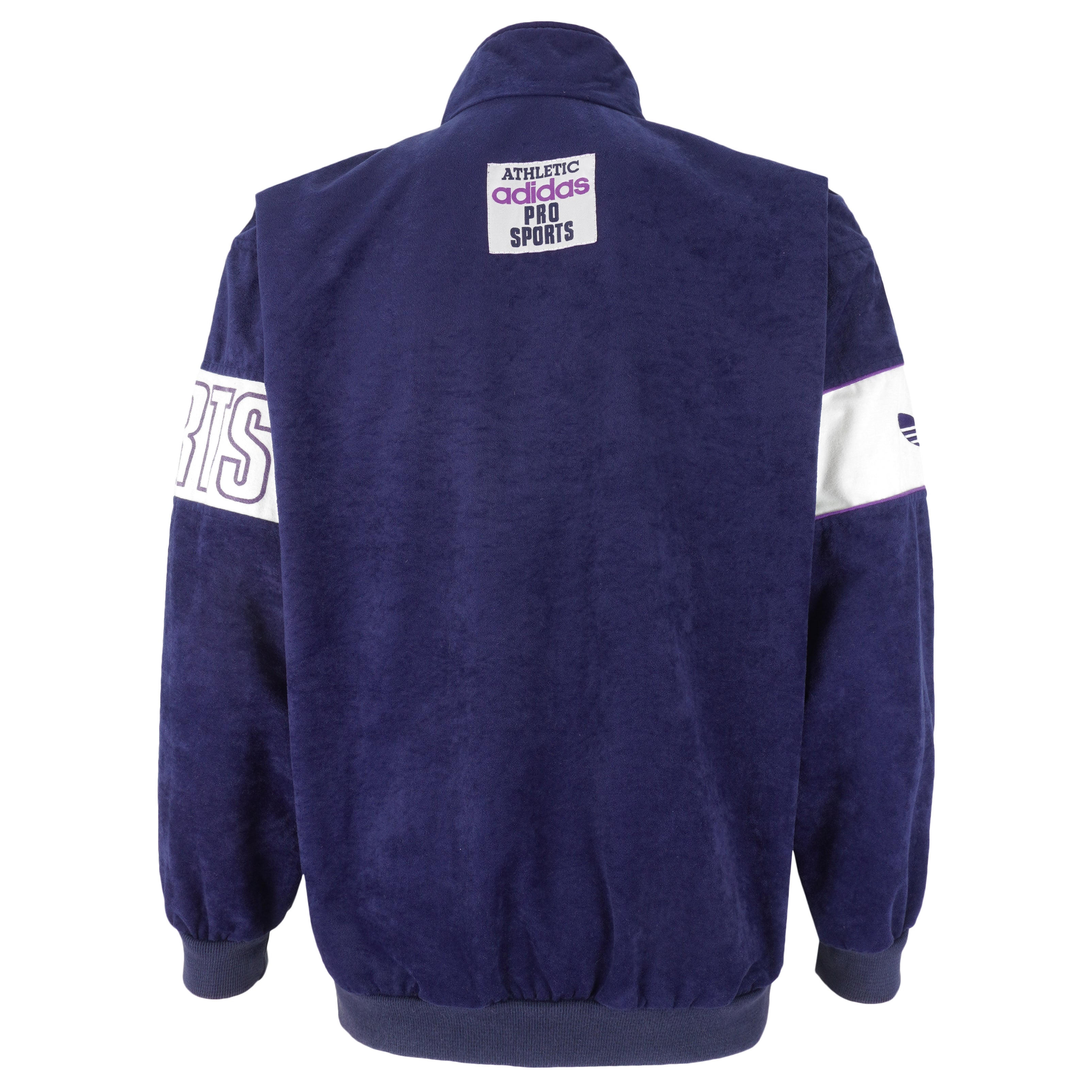 Adidas - Athletic Zip-Up Velveteen Sweatshirt 1990s Large Vintage Retro