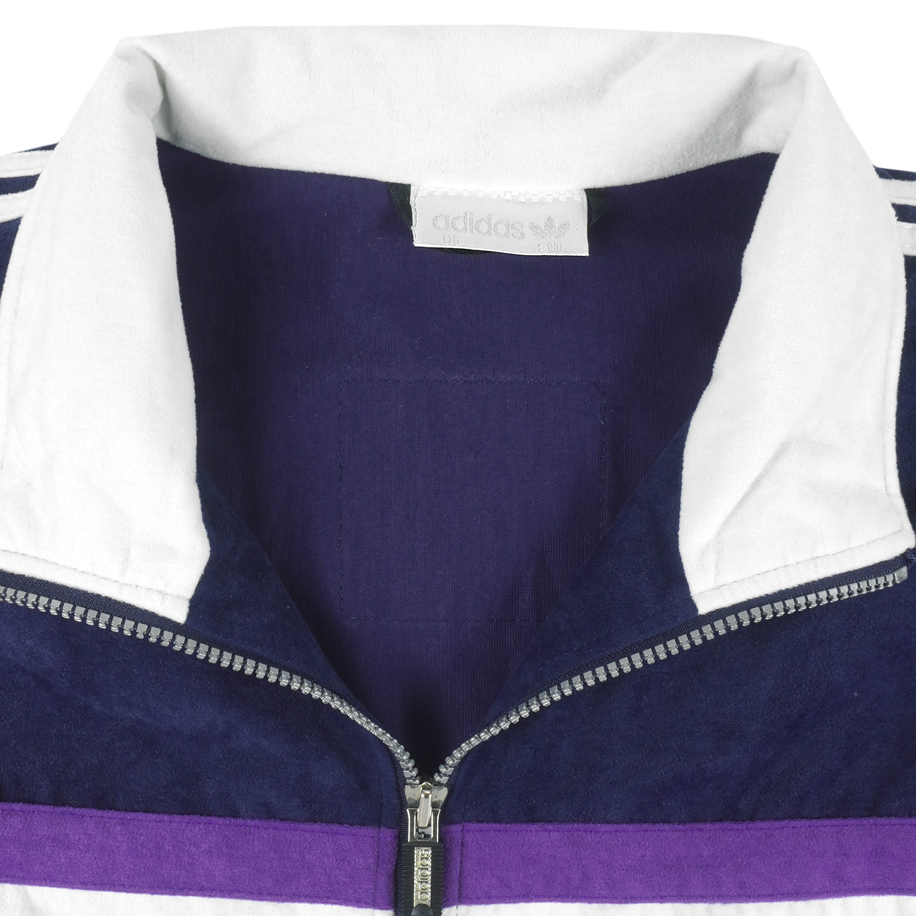 Adidas - Athletic Zip-Up Velveteen Sweatshirt 1990s Large Vintage Retro