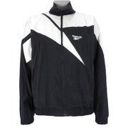 Reebok - Black Kamikaze Embroidered Windbreaker 1990s Large Vintage Retro