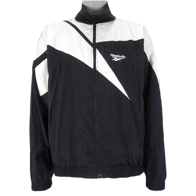 Reebok - Black & White Shawn Kemp Kamikaze Style Warm-up Windbreaker 1990s Large