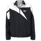 Reebok - Black Kamikaze Embroidered Windbreaker 1990s Large Vintage Retro