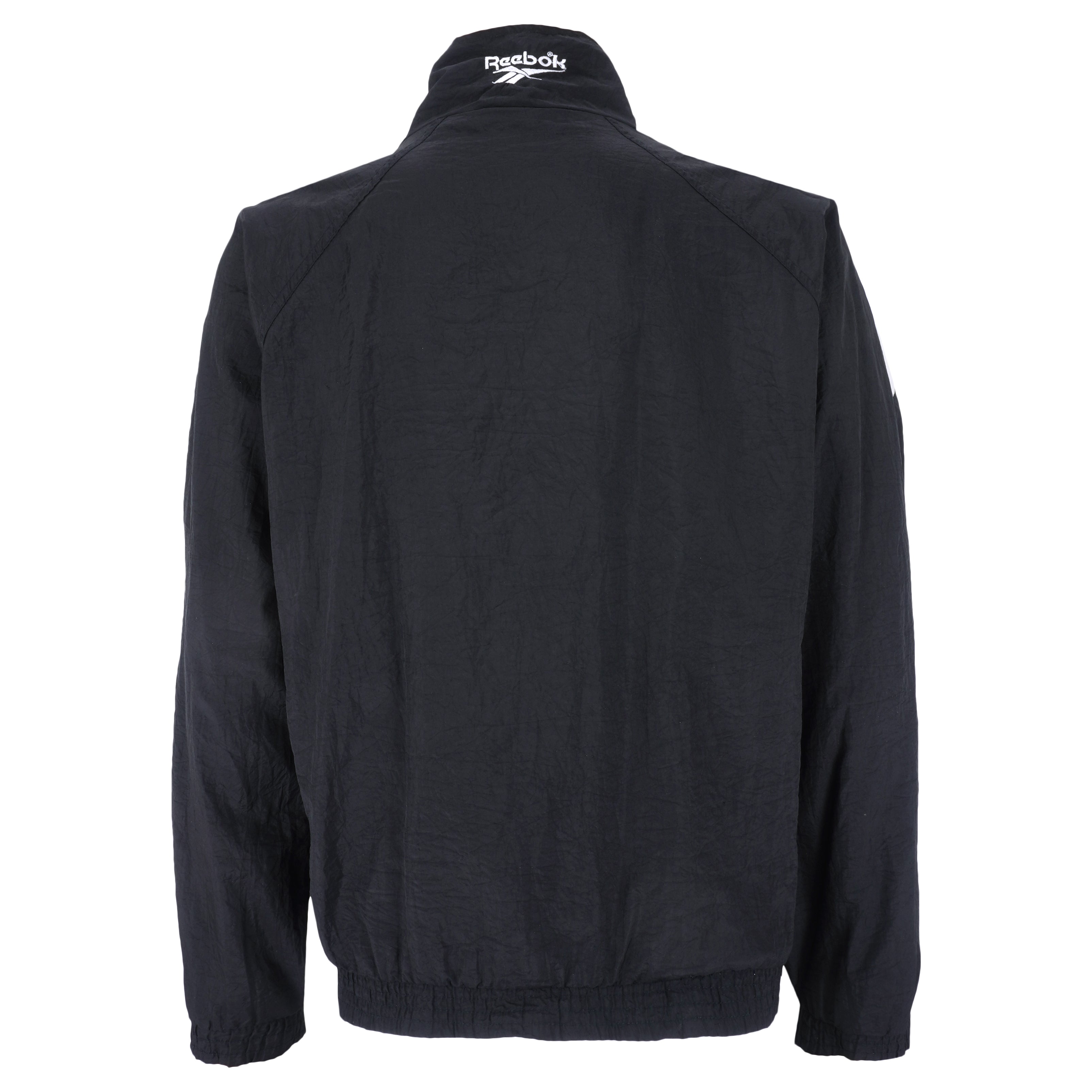Reebok - Black Kamikaze Embroidered Windbreaker 1990s Large Vintage Retro