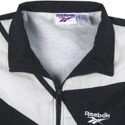 Reebok - Black Kamikaze Embroidered Windbreaker 1990s Large Vintage Retro