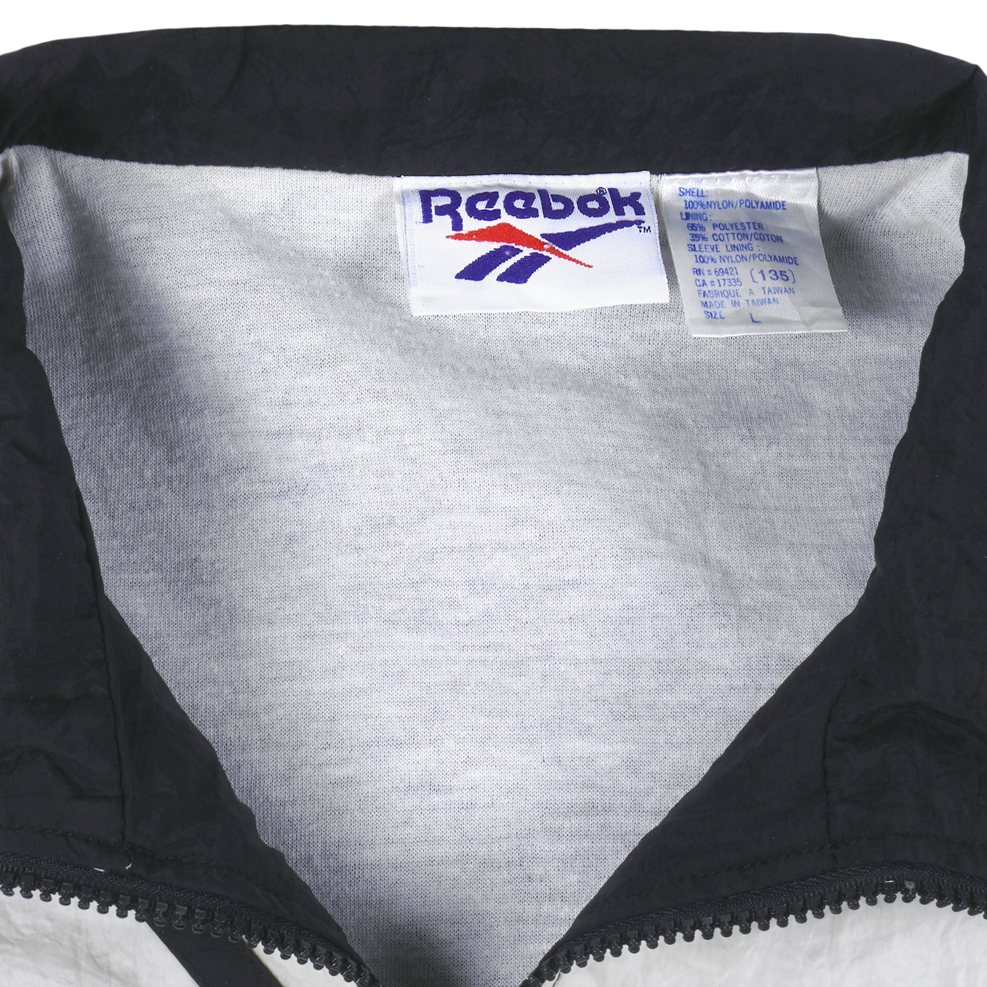 Reebok - Black Kamikaze Embroidered Windbreaker 1990s Large Vintage Retro