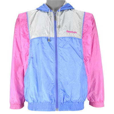 Reebok - Blue & Pink Hooded Windbreaker 1990s Medium