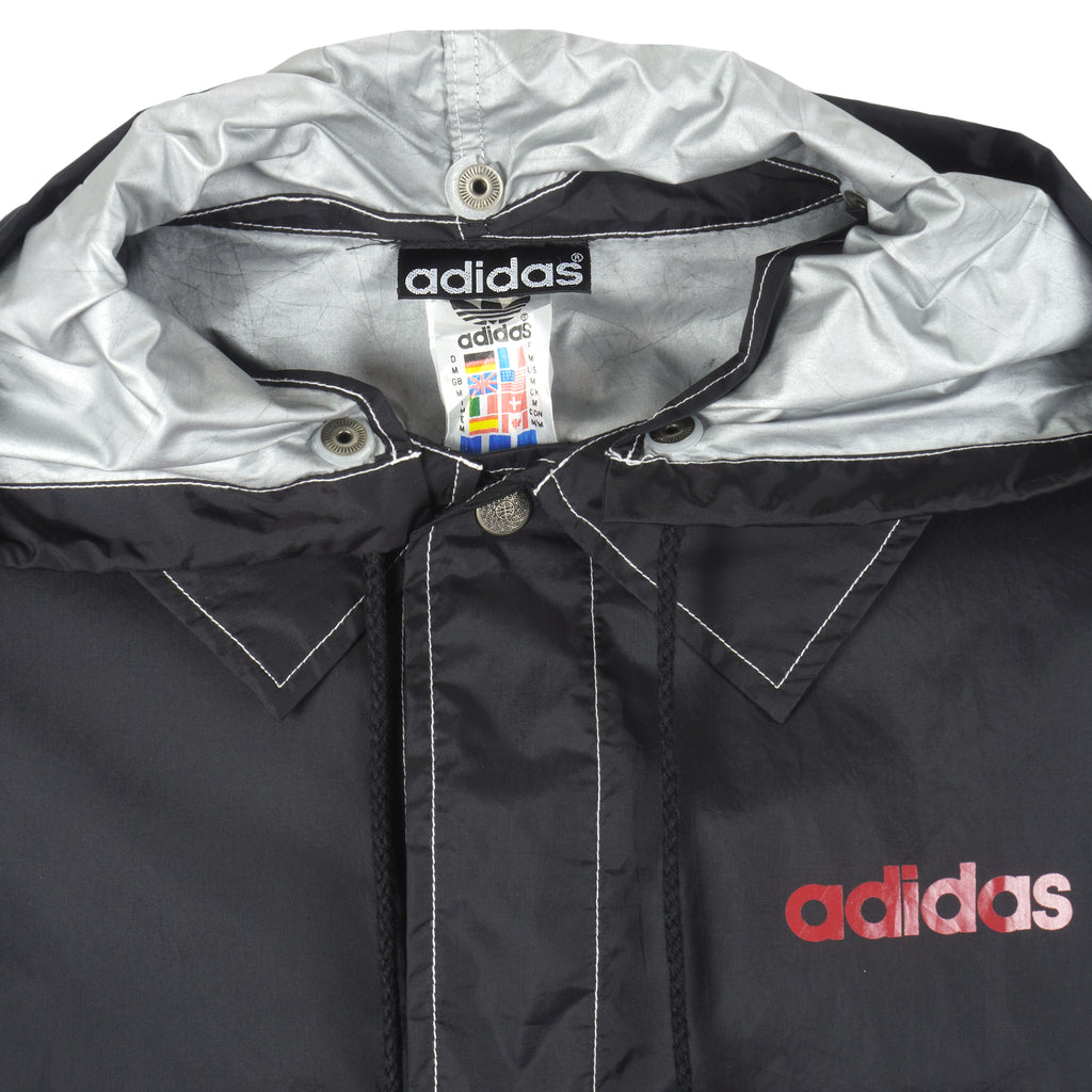 Adidas - Black Streetball Hooded Windbreaker 1990s Large