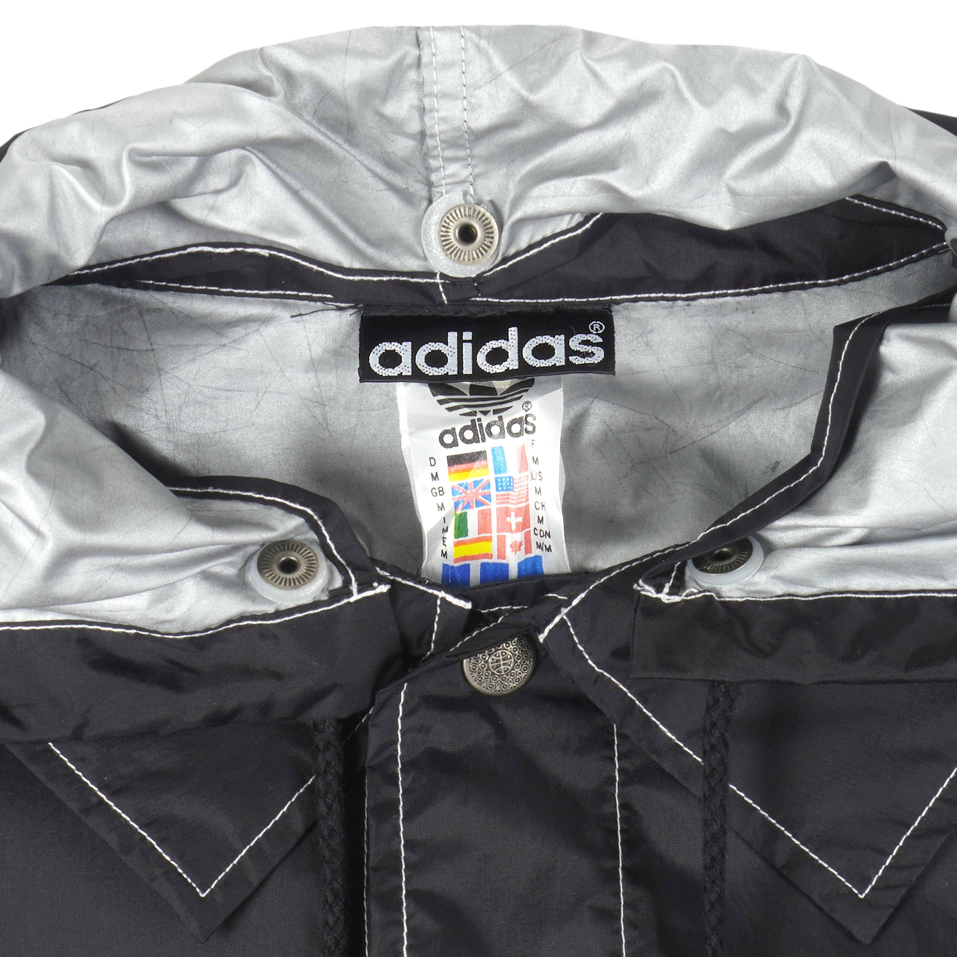 Adidas - Black Streetball Hooded Windbreaker 1990s Large