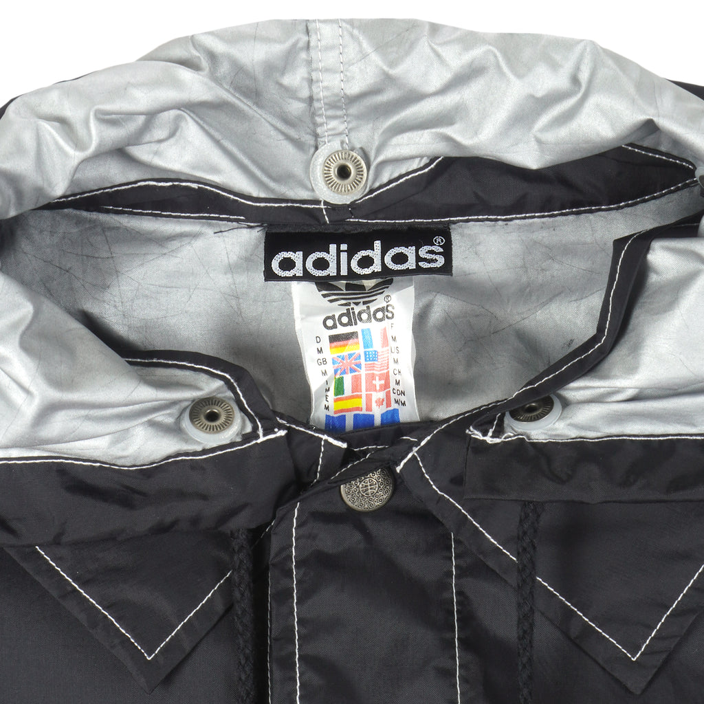 Adidas - Black Streetball Hooded Windbreaker 1990s Large