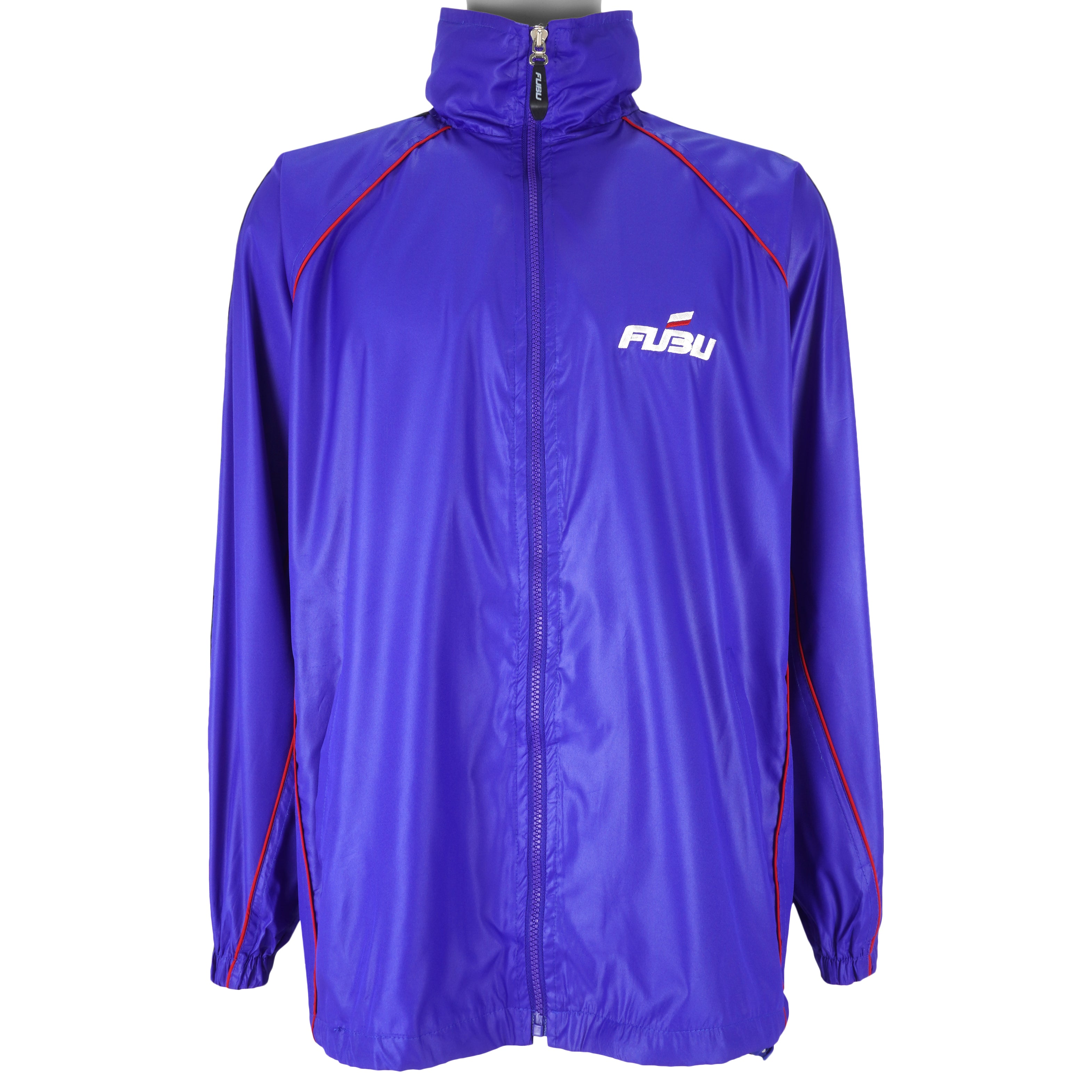 FUBU - Blue Embroidered Zip-Up Windbreaker 1990s Large Vintage Retro