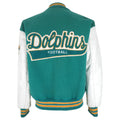 NFL (Delong) - Miami Dolphins Leather Wool Jacket 1990s X-Large Vintage Retro Football