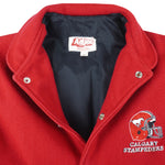CFL (Adjac) - Calgary Stampeders Leather Wool Jacket 1990s Medium Vintage Retro Football