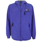 Tommy Hilfiger - Blue Reversible Spell-Out Hooded Fleece Jacket Large