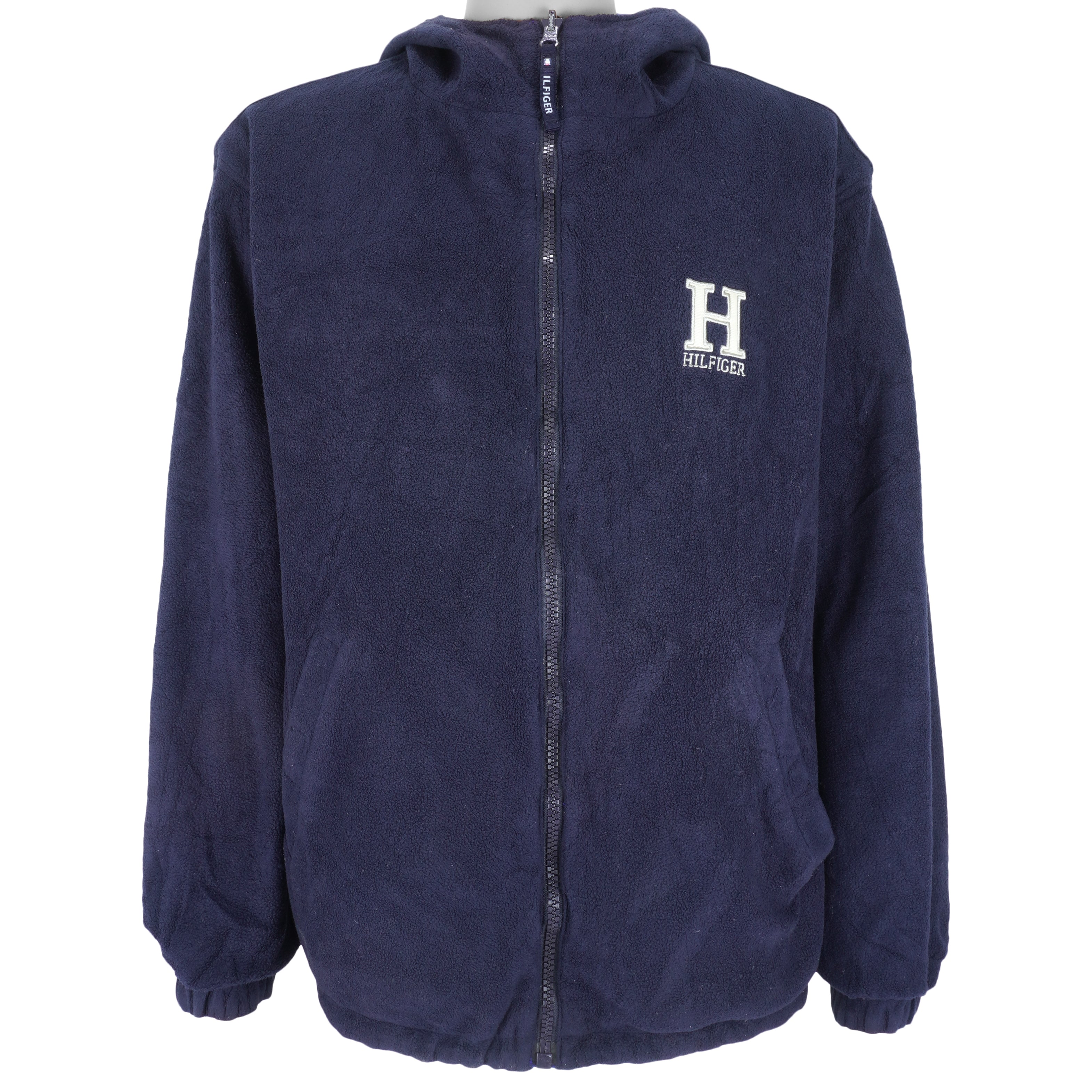 Tommy Hilfiger - Reversible Hooded Fleece Jacket 1990s Large Vintage Retro