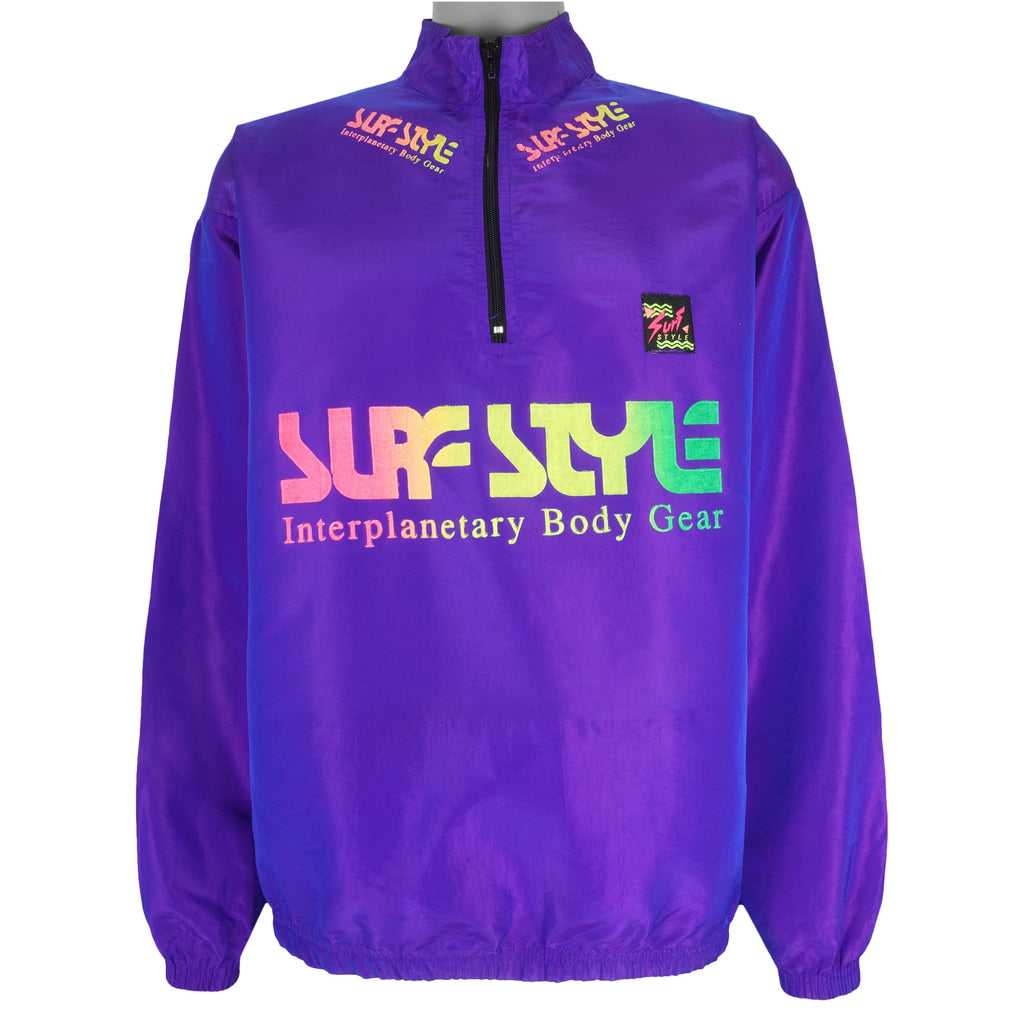 Surf Style - Purple 1/4 Zip Windbreaker 1990s X-Large Vintage Retro