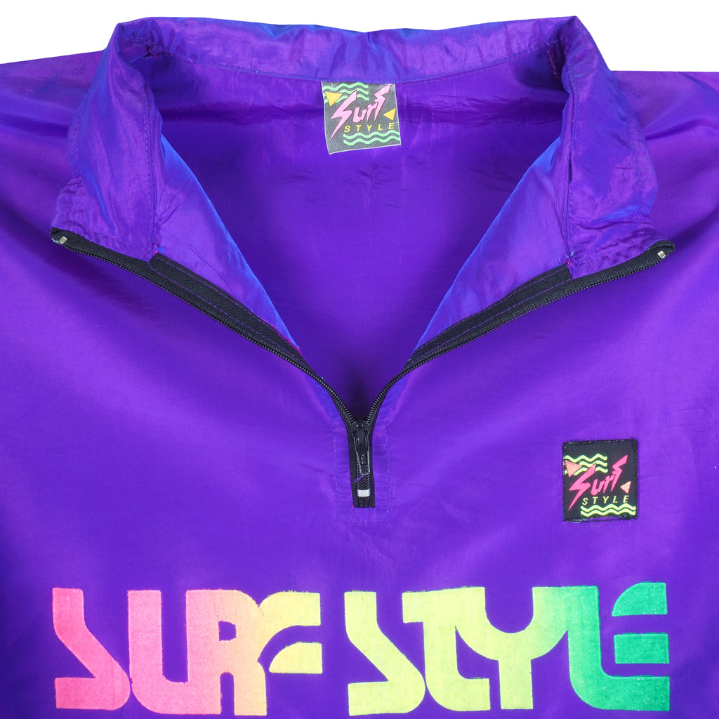 Surf Style - Purple 1/4 Zip Windbreaker 1990s X-Large Vintage Retro