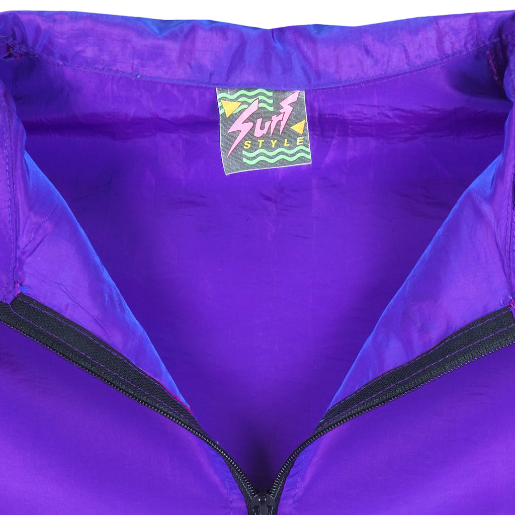 Surf Style - Purple 1/4 Zip Windbreaker 1990s X-Large Vintage Retro