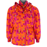 Vintage (Phenix) - Orange Button Up Crazy Pattern Ski Jacket 1990s Medium