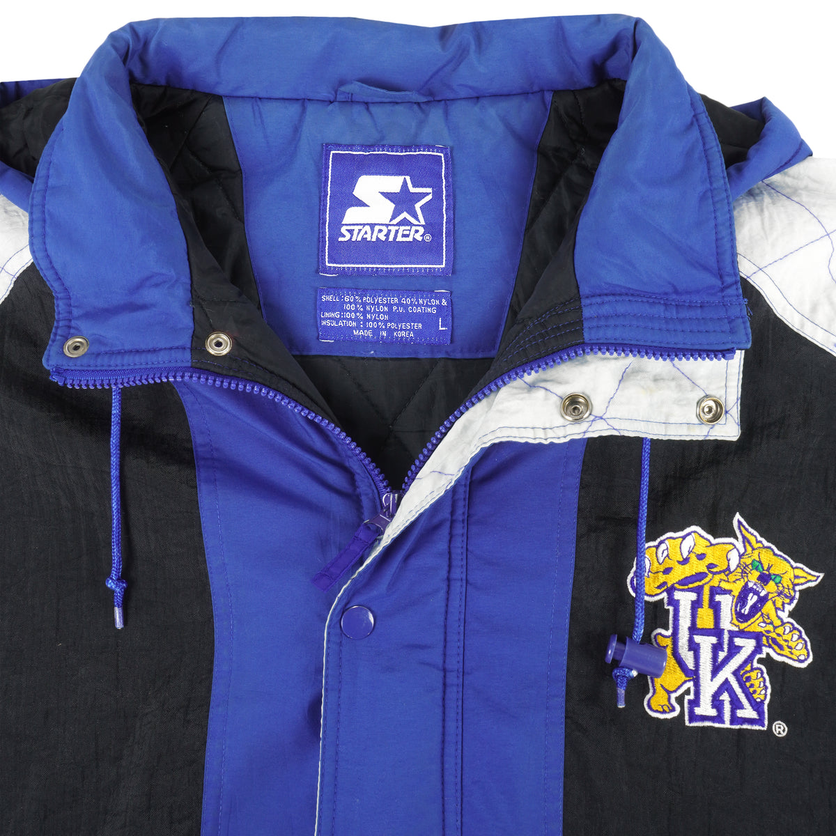 Starter - Kentucky Wildcats Hooded Jacket 1990s Large Vintage Retro College