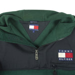 Tommy Hilfiger - 1/4 Zip Hooded Fleece Jacket 1990s Large Vintage Retro