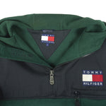 Tommy Hilfiger - 1/4 Zip Hooded Fleece Jacket 1990s Large Vintage Retro