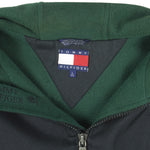 Tommy Hilfiger - 1/4 Zip Hooded Fleece Jacket 1990s Large Vintage Retro