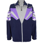 Adidas - Blue with Purple Zip-Up Track Jacket 1990s X-Large