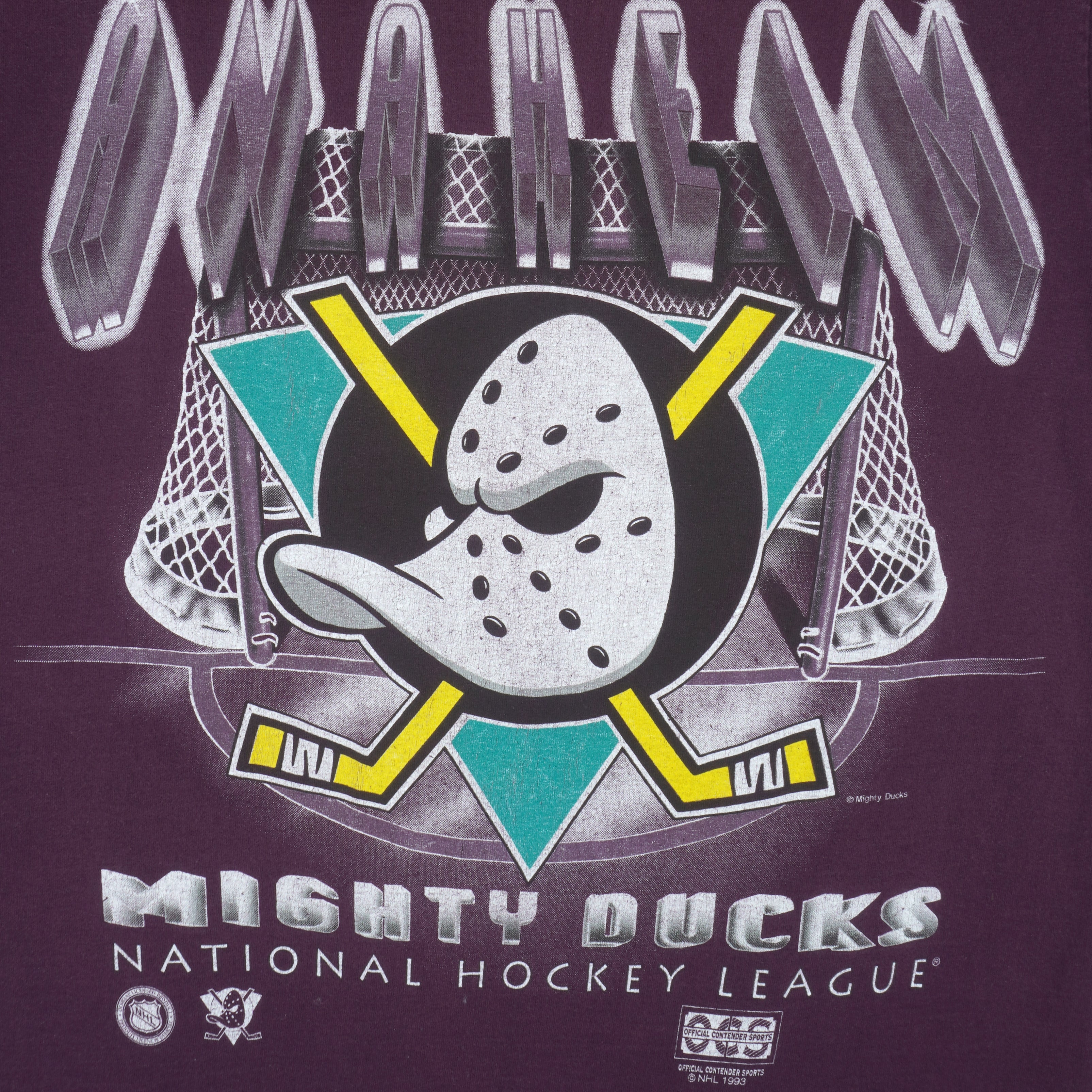 NHL - Purple Mighty Ducks T-Shirt 1993 Large Vintage Retro Hockey