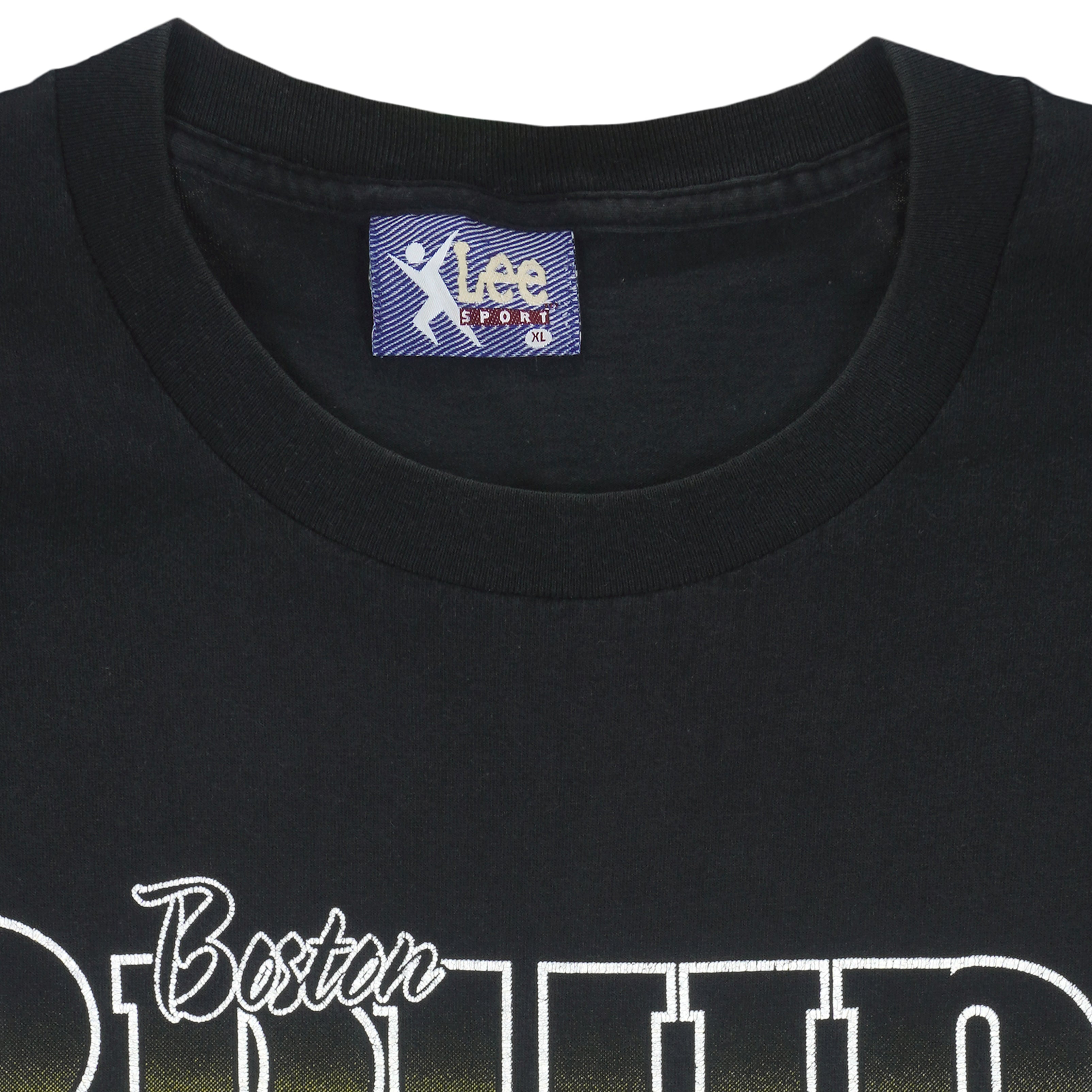 NHL (Lee) - Black Boston Bruins T-Shirt 1990s X-Large Vintage Retro Hockey