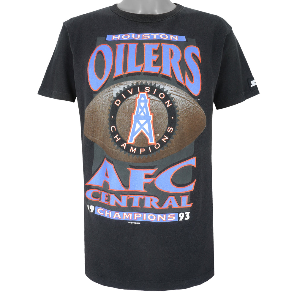 Starter - Black Houston Oilers, AFC Champions T-Shirt 1993 Large Vintage Retro Football