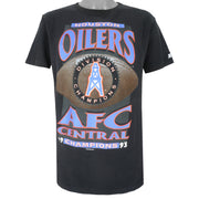 Starter - Black Houston Oilers, AFC Champions T-Shirt 1993 Large Vintage Retro Football