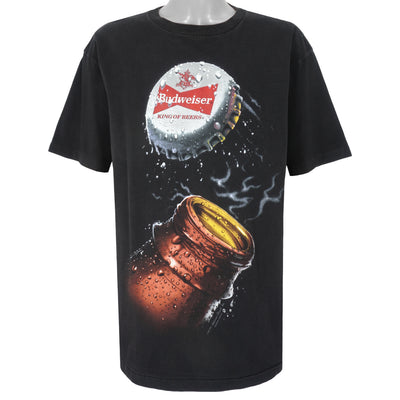 Budweiser (Wild Oats) - Black Bottle Single Stitch T-Shirt 1990s X-Large