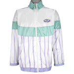 Adidas - White & Green Embroidered Windbreaker 1990s Large