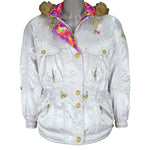 Ellesse - White Hooded Warm Jacket 1990s Large Vintage Retro