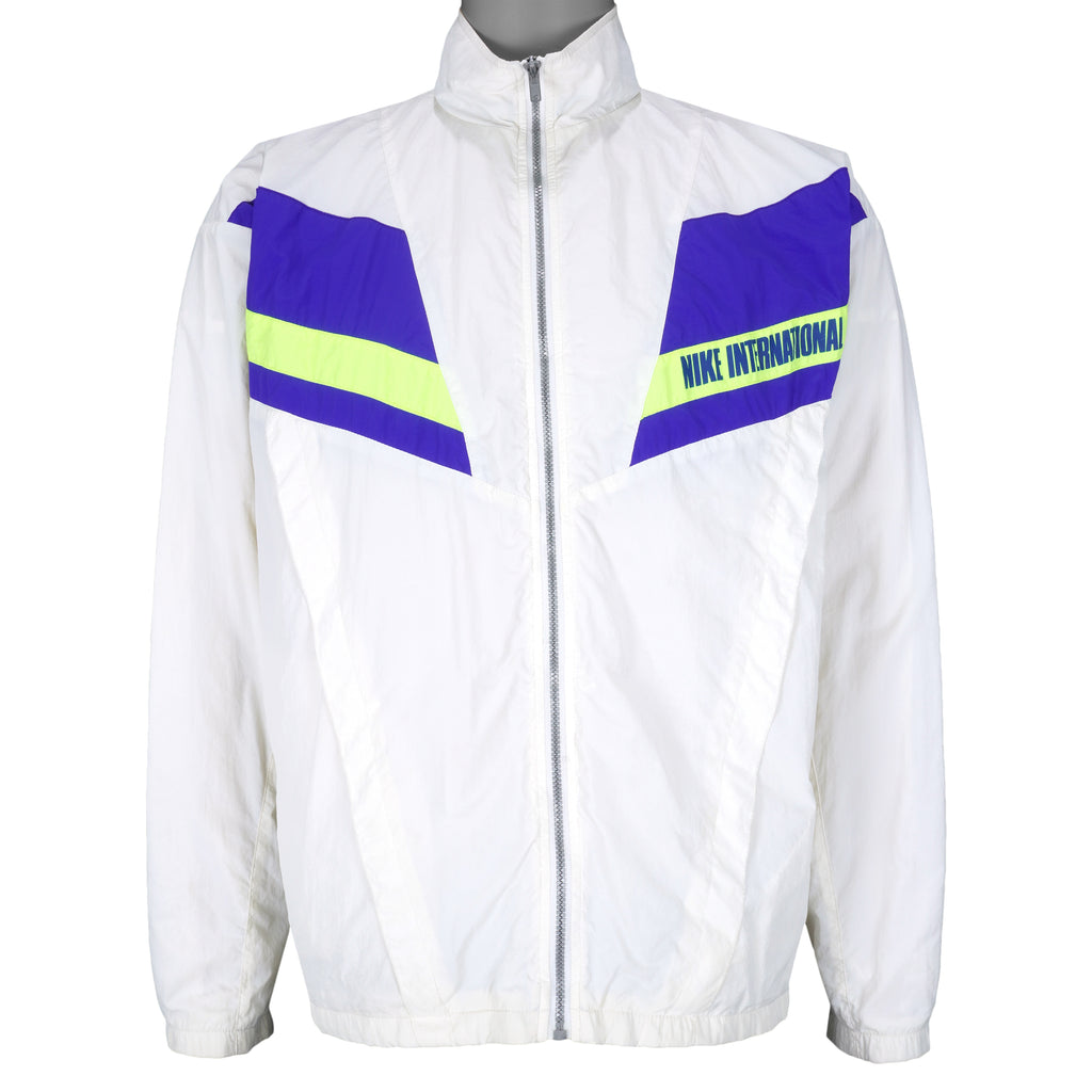 Nike - White International Windbreaker 1990s Large Vintage Retro