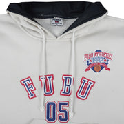 FUBU - White Hooded Pullover Sweatshirt 1990s Small Vintage Retro