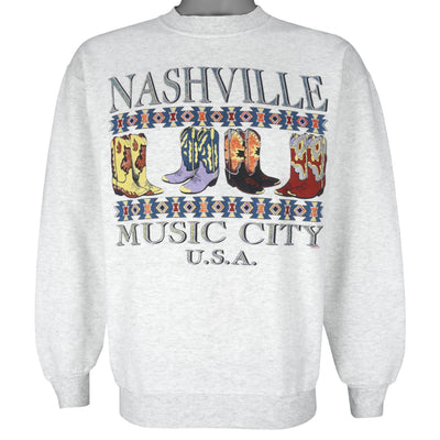 Vintage - Nashville Music City U.S.A Crew Neck Sweatshirt 1990s Large