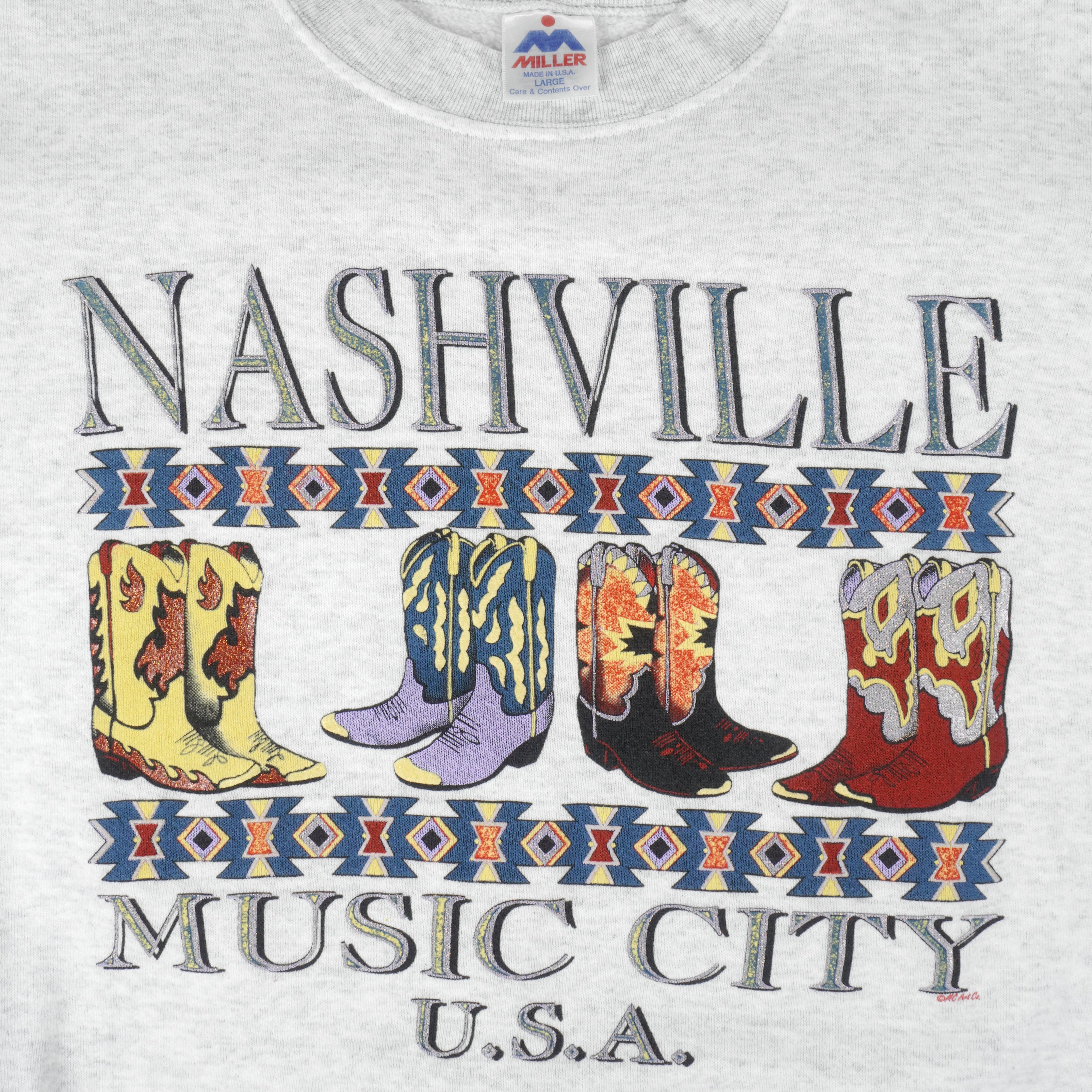 Vintage - Nashville Music City Sweatshirt 1990s Large Vintage Retro