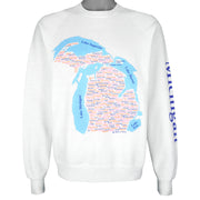 Vintage (Lee) - The Great Lakes, Michigan Crew Neck Sweatshirt 1990s Large Vintage Retro