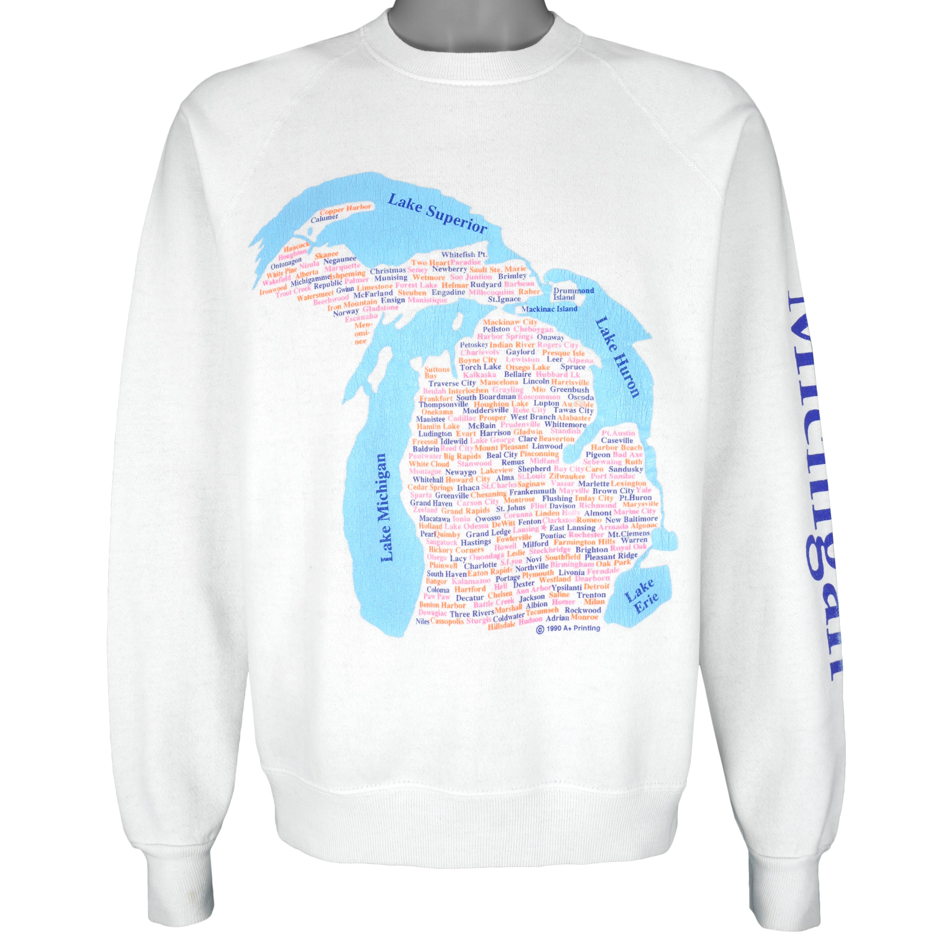 Vintage (Lee) - The Great Lakes, Michigan Crew Neck Sweatshirt 1990s Large Vintage Retro
