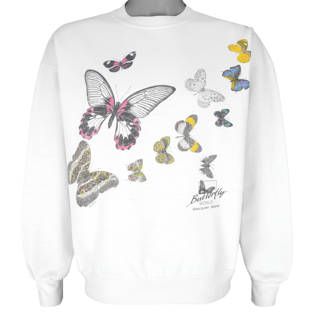 Vintage - Butterfly Vancouver Island Crew Neck Sweatshirt 1990s Medium Vintage Retro