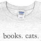 Vintage - Books Cats Life Is Good Crew Neck Sweatshirt 1990s Large Vintage Retro