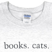 Vintage - Books Cats Life Is Good Crew Neck Sweatshirt 1990s Large Vintage Retro