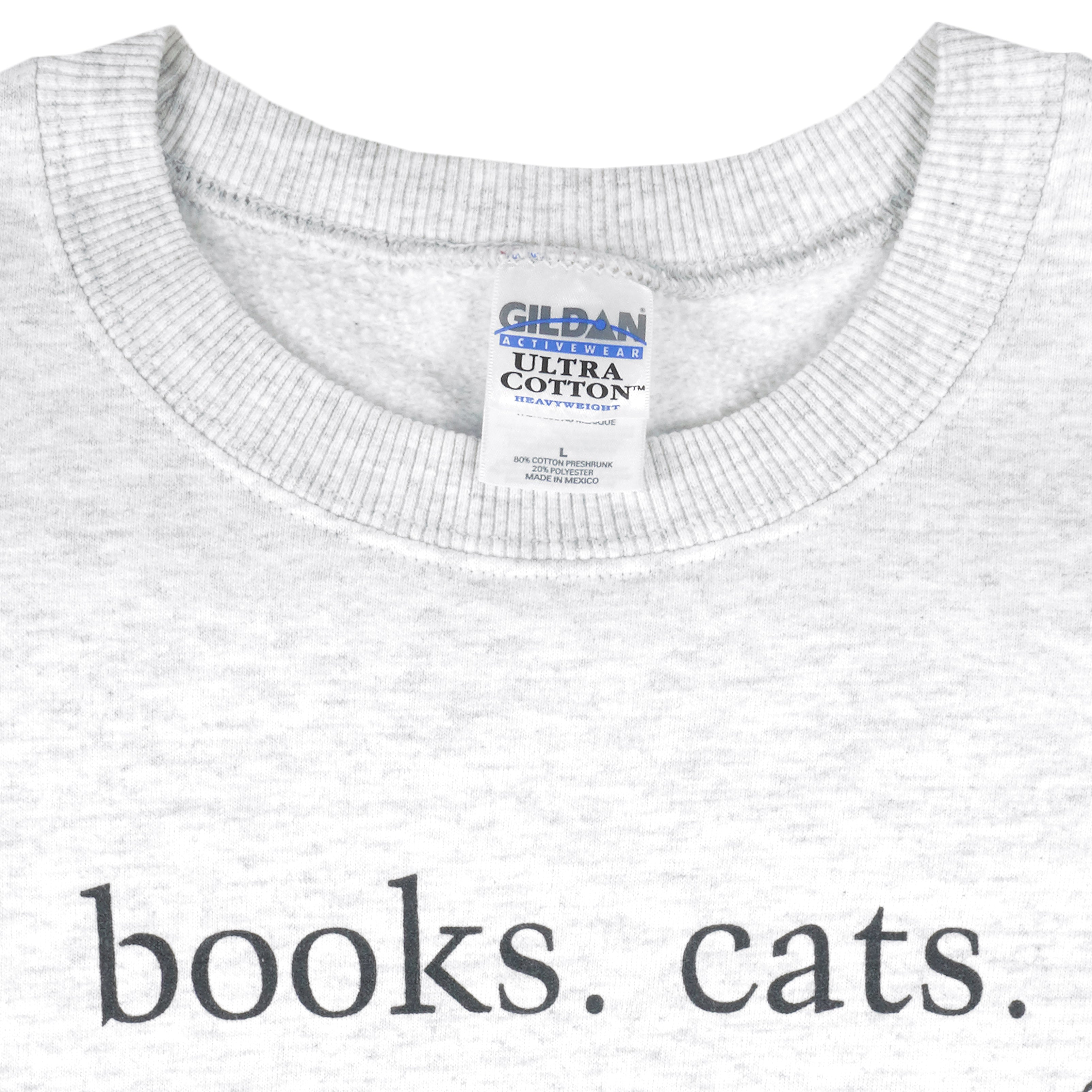 Vintage - Books Cats Life Is Good Crew Neck Sweatshirt 1990s Large Vintage Retro
