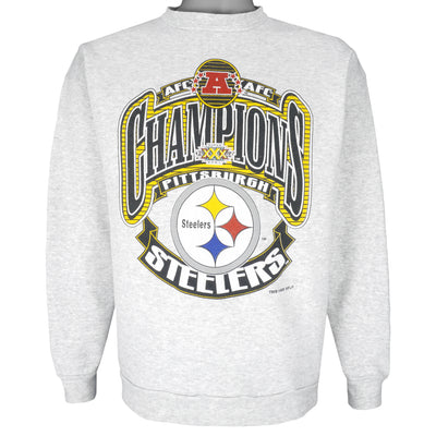 NFL (Logo 7) - Pittsburgh Steelers, AFC Champions Sweatshirt 1995 Large