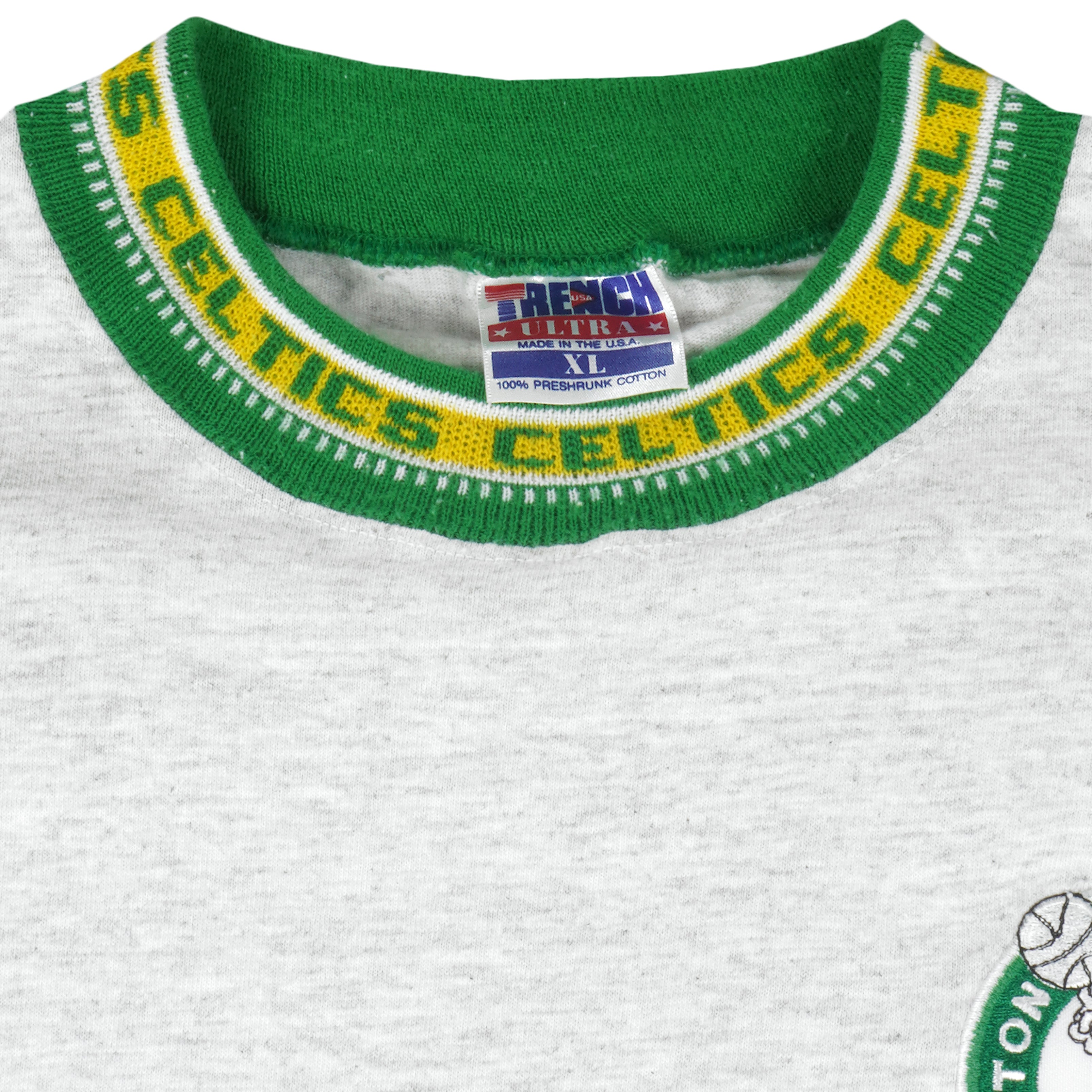NBA (Trench) - Grey Boston Celtics T-Shirt 1990s X-Large Vintage Retro Basketball